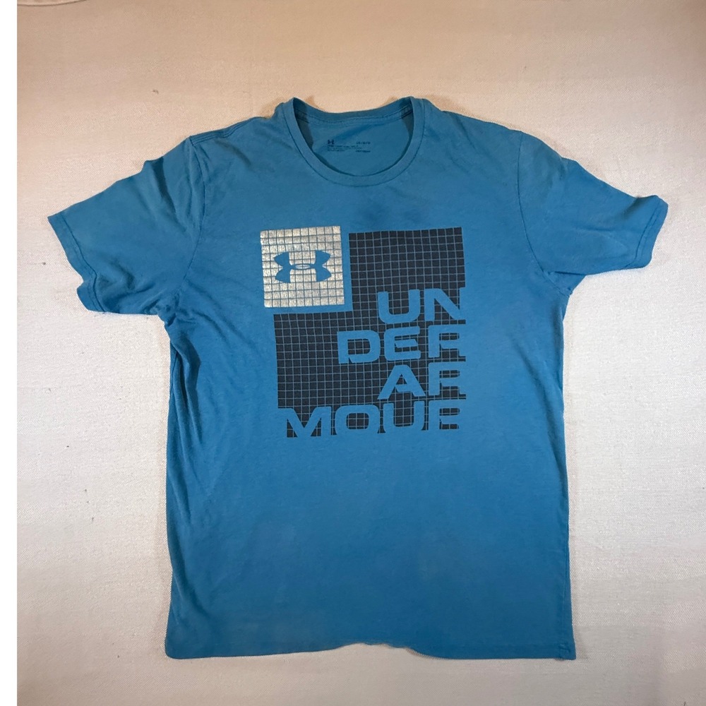 Under Armour Kids Blue HeatGear Graphic T-Shirt Loose Fit Large LG 1972